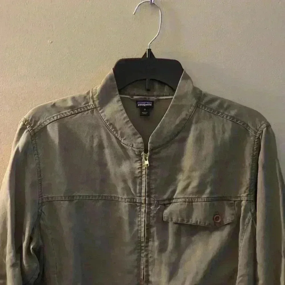 Patagonia ReCircle Bomber Jacket Olive Green Full Zip Front Flap Pocket, medium - Picture 5 of 9